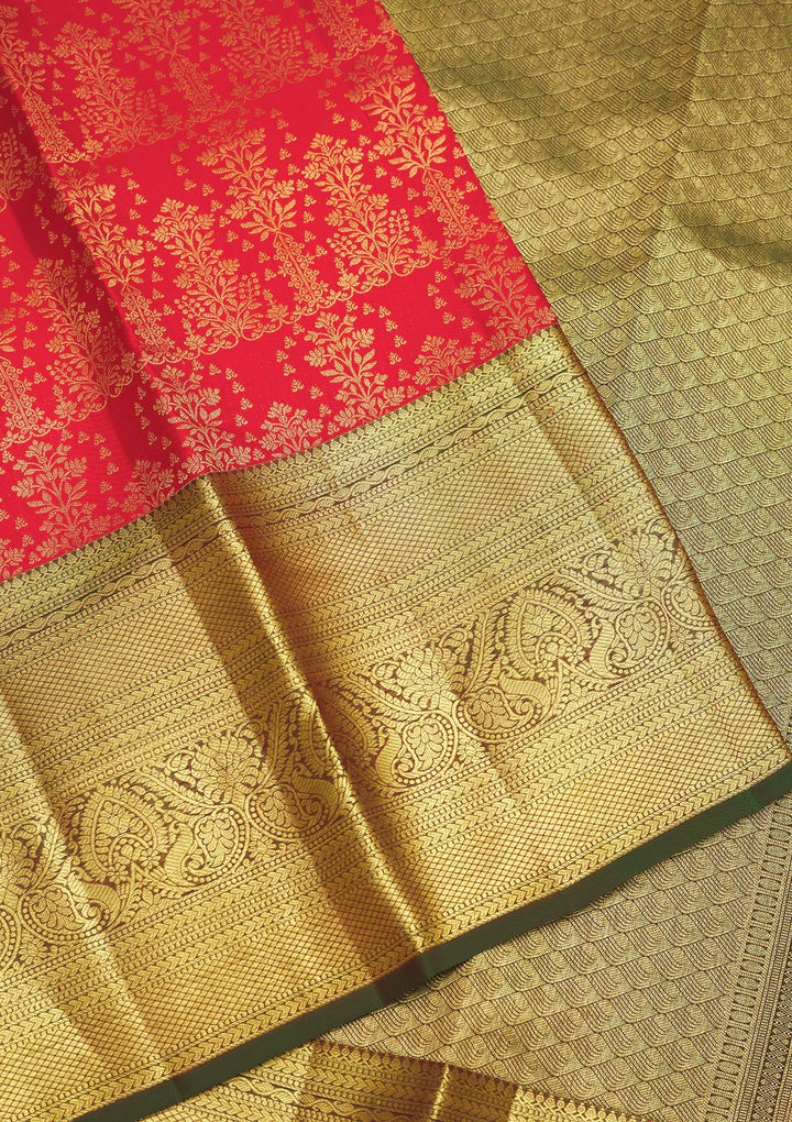 Red Zariwork Pure Silk Saree-Koskii