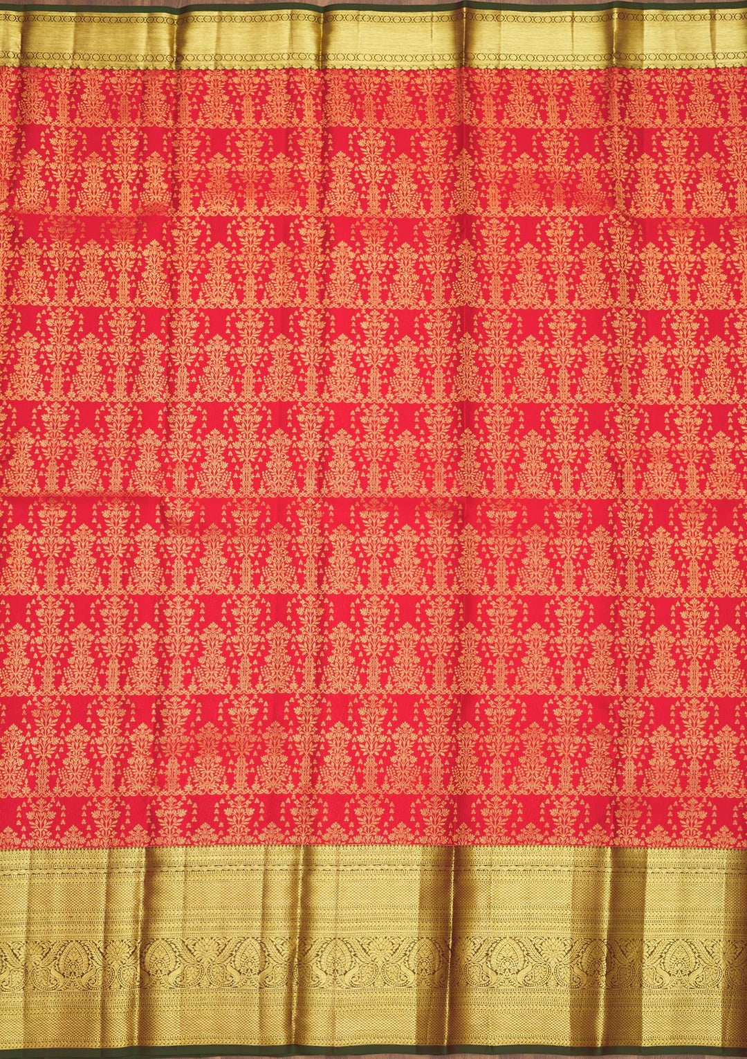 Red Zariwork Pure Silk Saree-Koskii