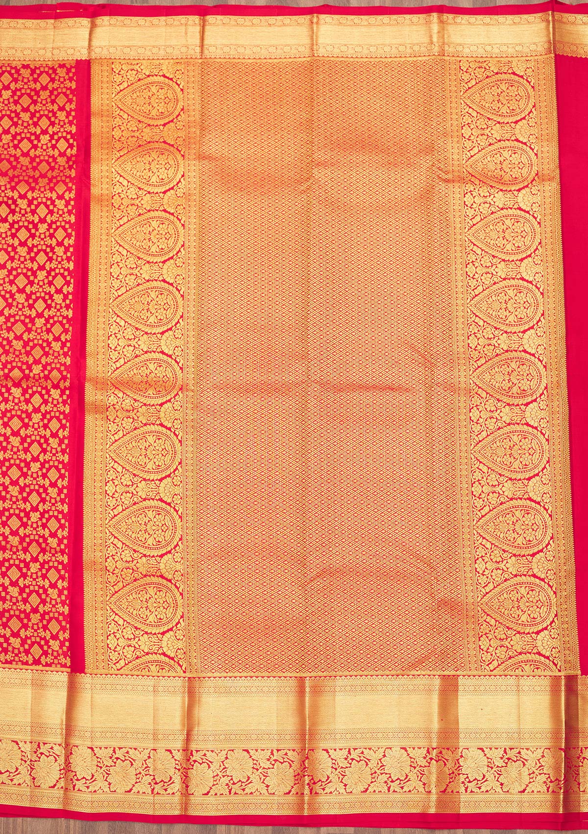 Red Zariwork Pure Silk Saree-Koskii