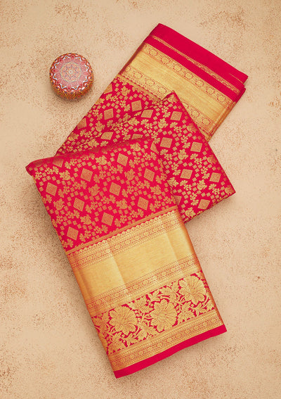 Red Zariwork Pure Silk Saree-Koskii