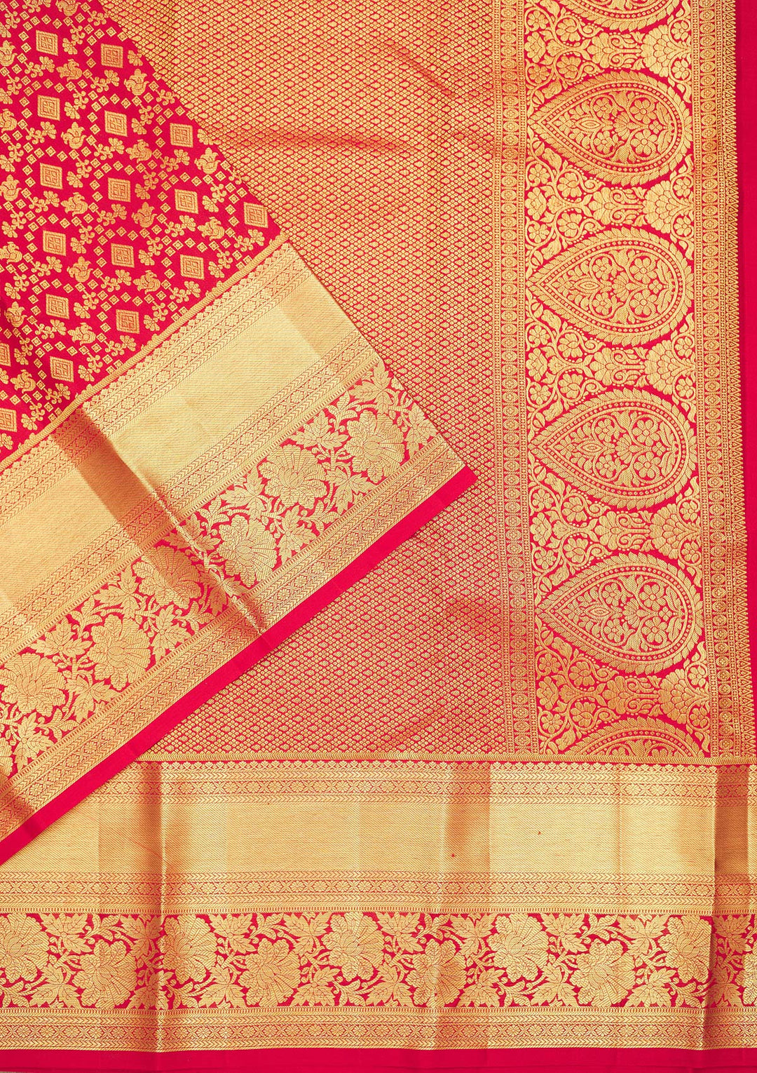 Red Zariwork Pure Silk Saree-Koskii
