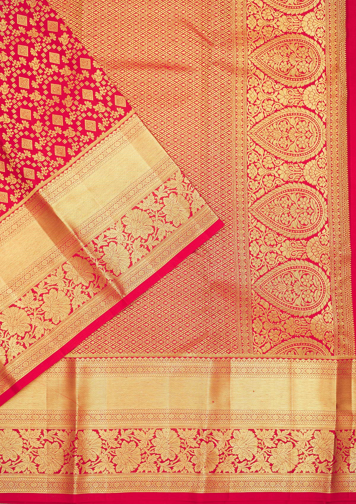 Red Zariwork Pure Silk Saree-Koskii