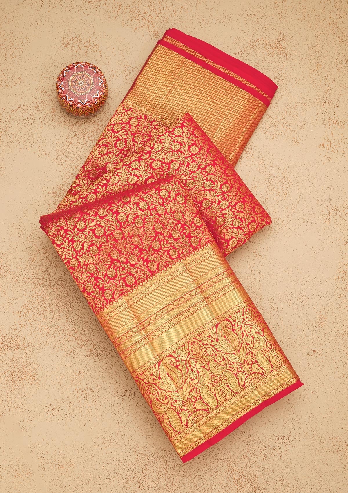 Red Zariwork Pure Silk Saree-Koskii