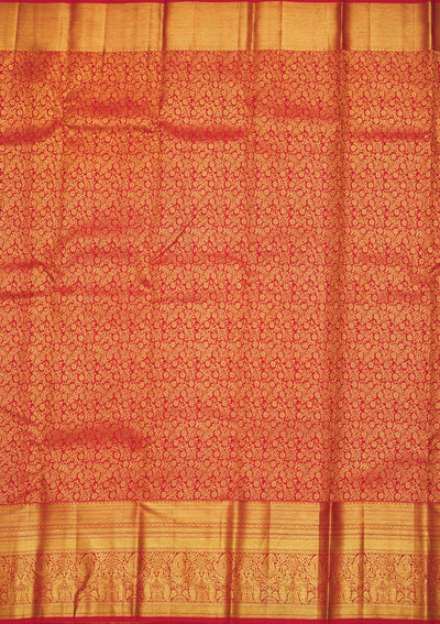 Red Zariwork Pure Silk Saree-Koskii