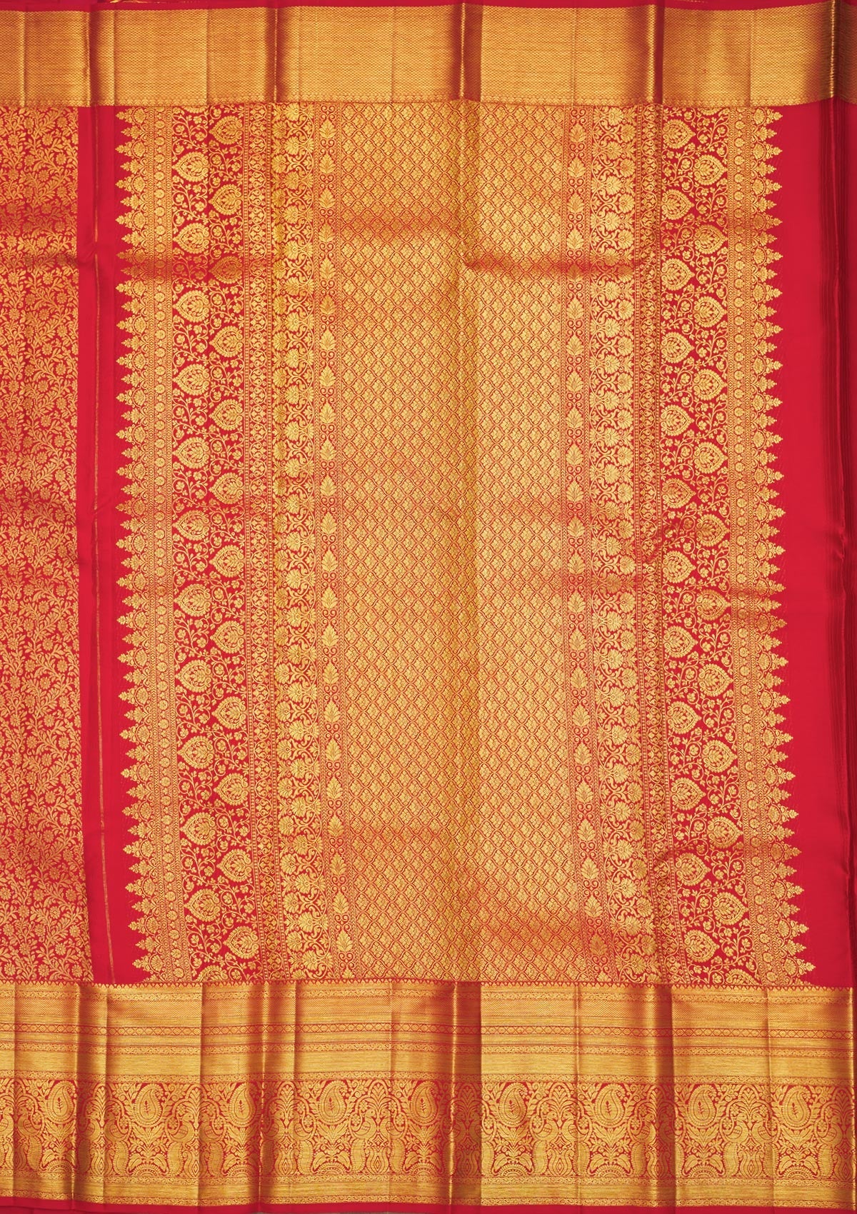 Red Zariwork Pure Silk Saree-Koskii