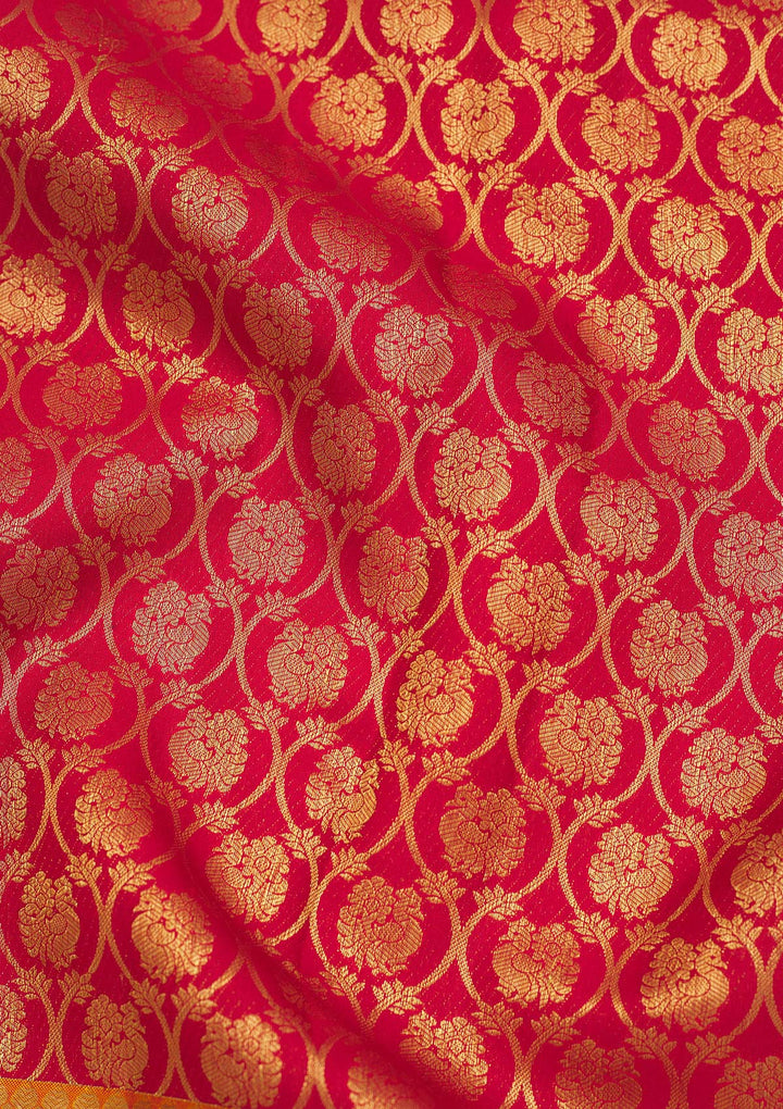 Red Zariwork Pure Silk Saree-Koskii