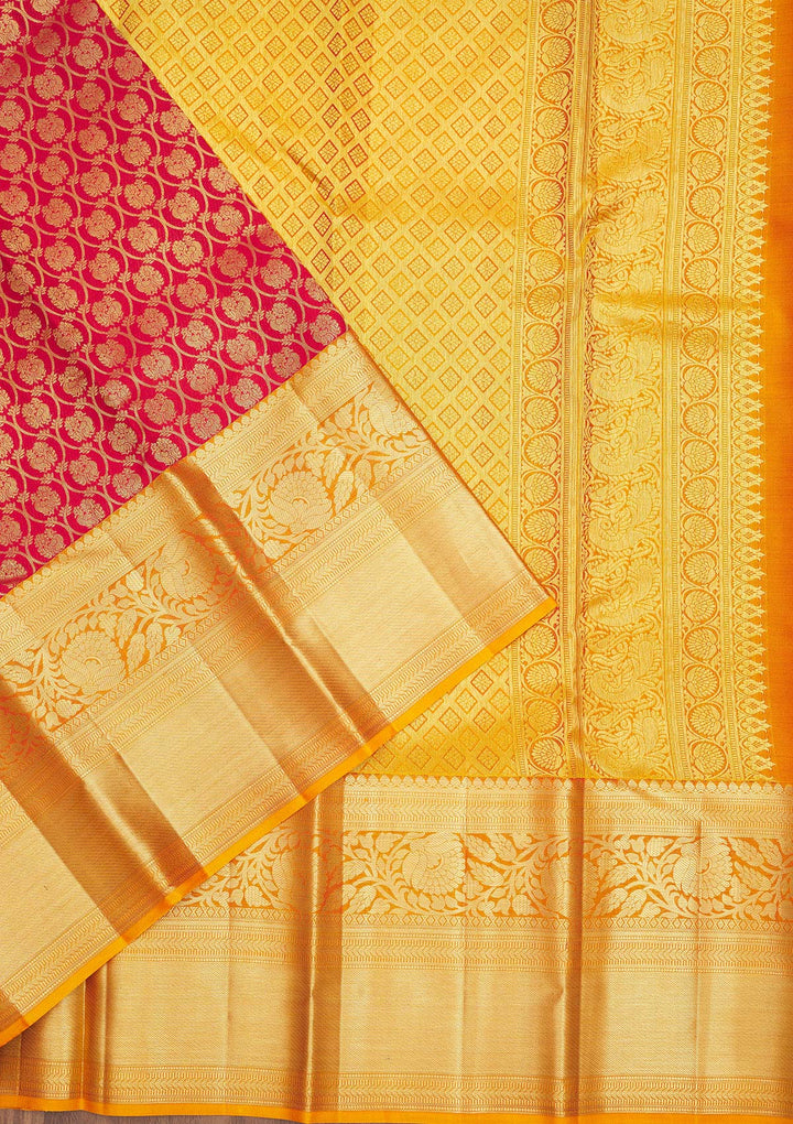Red Zariwork Pure Silk Saree-Koskii
