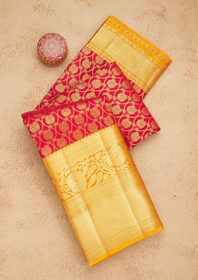 Red Zariwork Pure Silk Saree-Koskii