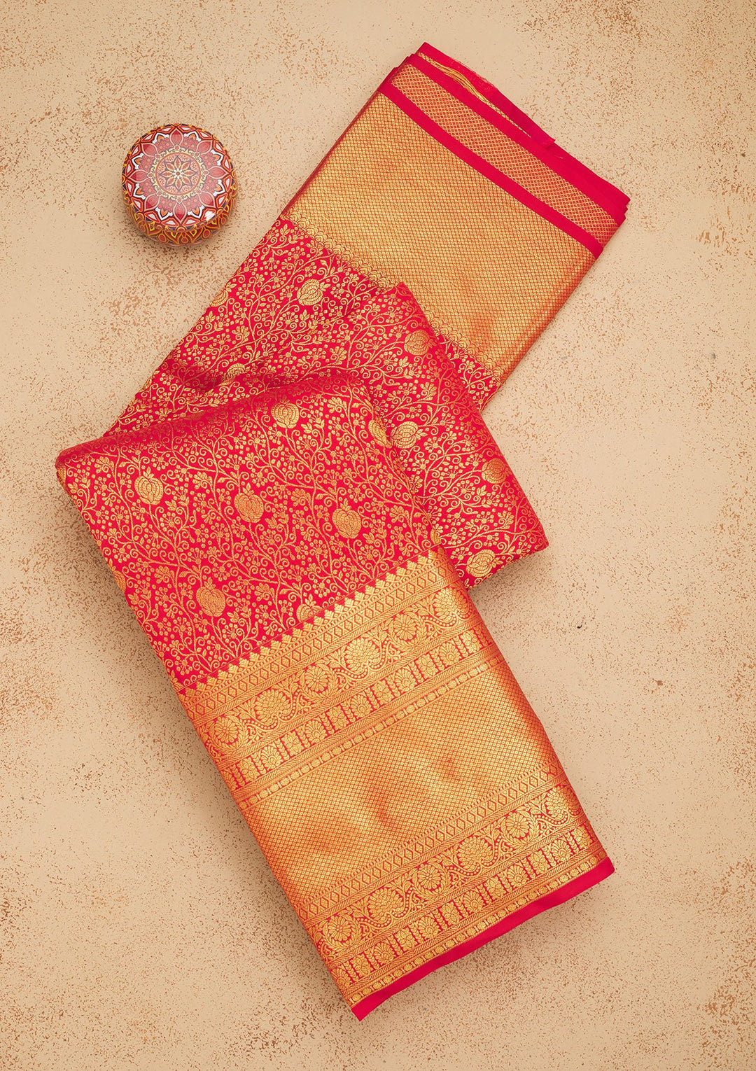 Red Zariwork Pure Silk Saree-Koskii