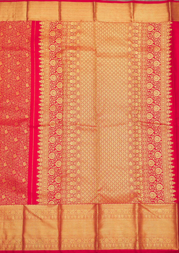 Red Zariwork Pure Silk Saree-Koskii