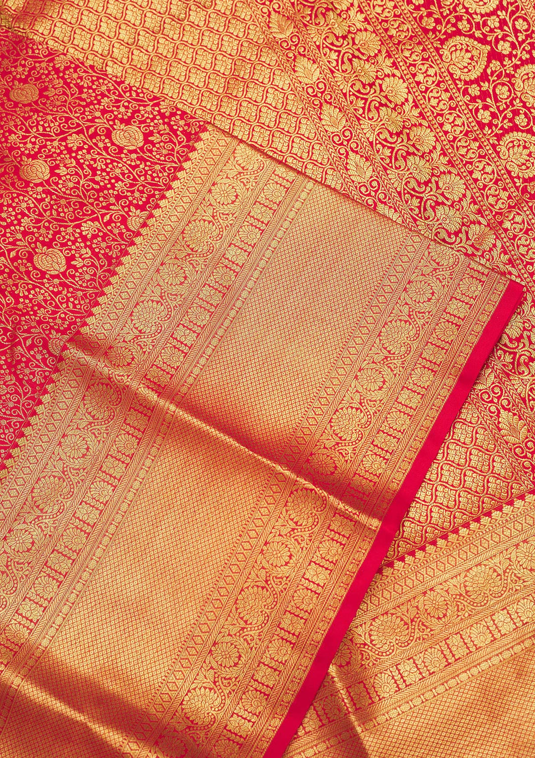 Red Zariwork Pure Silk Saree-Koskii