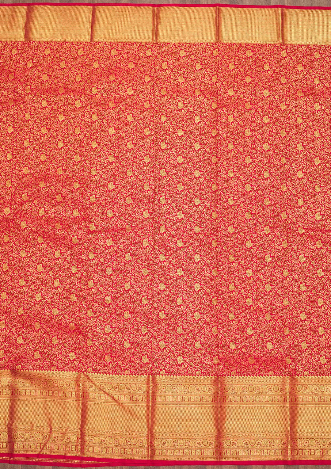 Red Zariwork Pure Silk Saree-Koskii