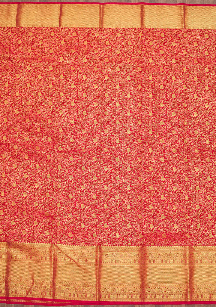 Red Zariwork Pure Silk Saree-Koskii