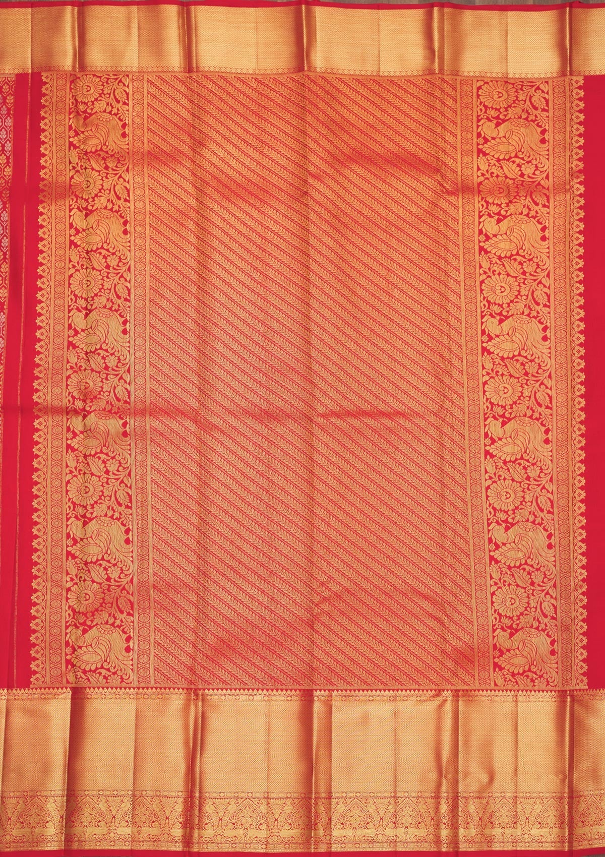 Red Zariwork Pure Silk Saree-Koskii