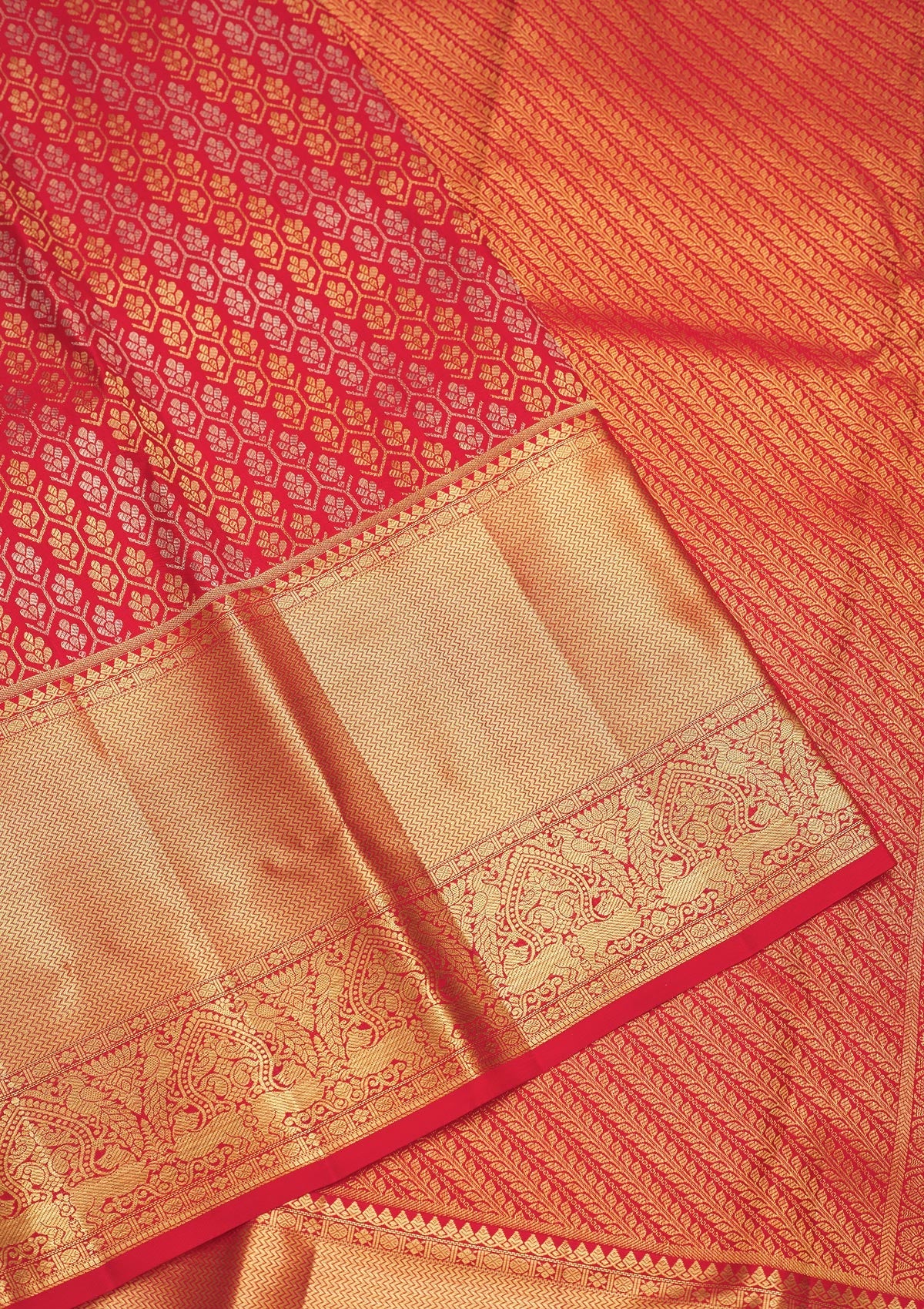 Red Zariwork Pure Silk Saree-Koskii