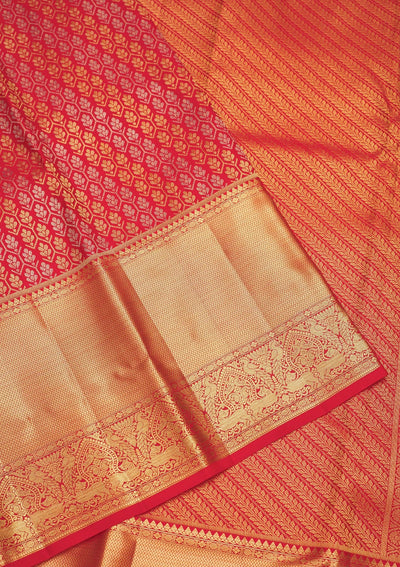 Red Zariwork Pure Silk Saree-Koskii