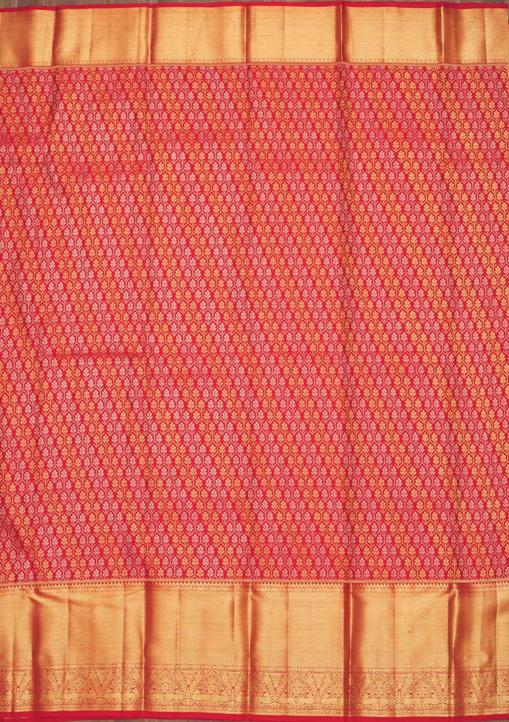 Red Zariwork Pure Silk Saree-Koskii