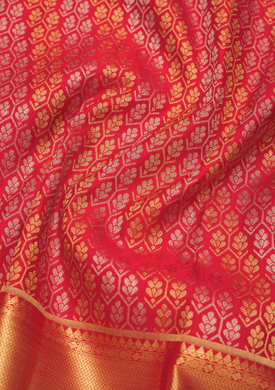 Red Zariwork Pure Silk Saree-Koskii