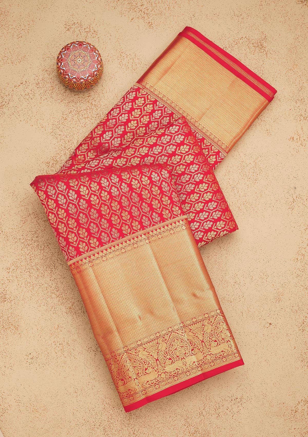 Red Zariwork Pure Silk Saree-Koskii