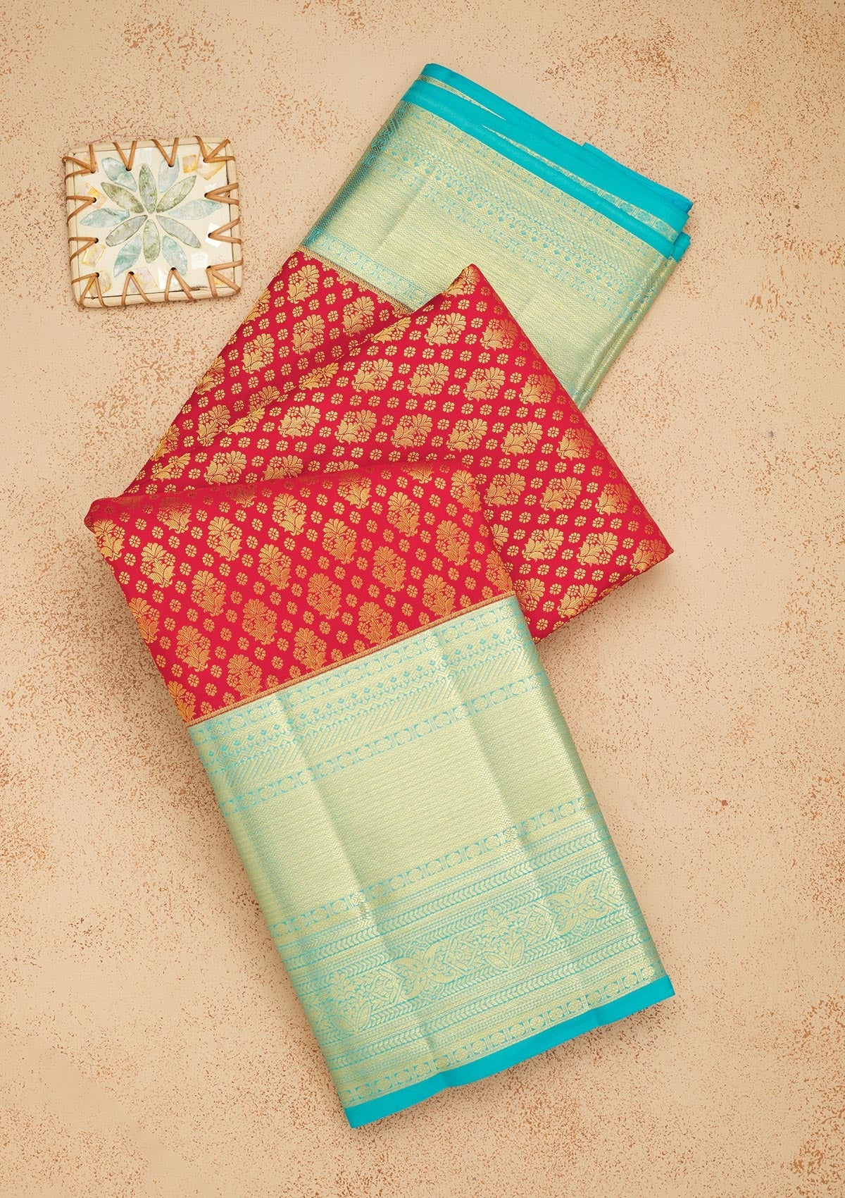 Red Zariwork Pure Silk Saree-Koskii