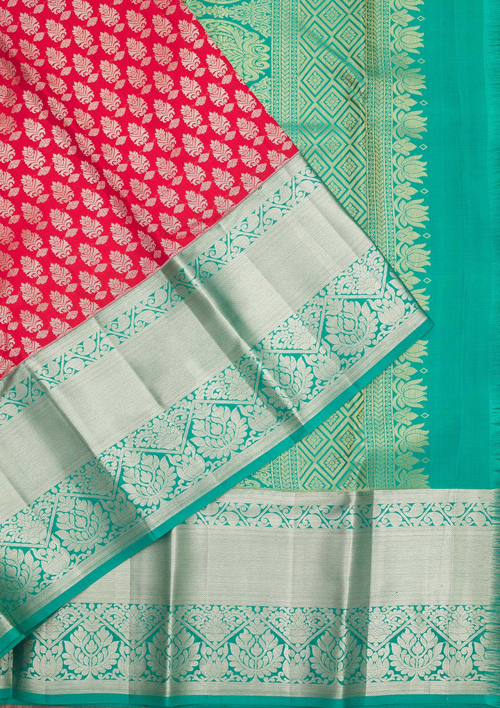 Red Zariwork Pure Silk Saree-Koskii