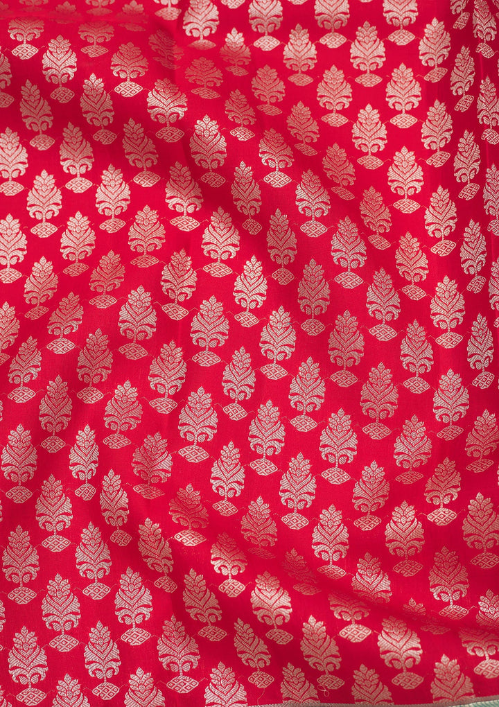 Red Zariwork Pure Silk Saree-Koskii