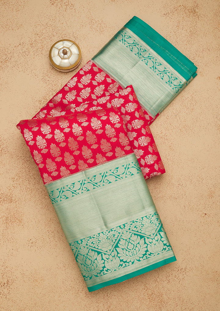 Red Zariwork Pure Silk Saree-Koskii