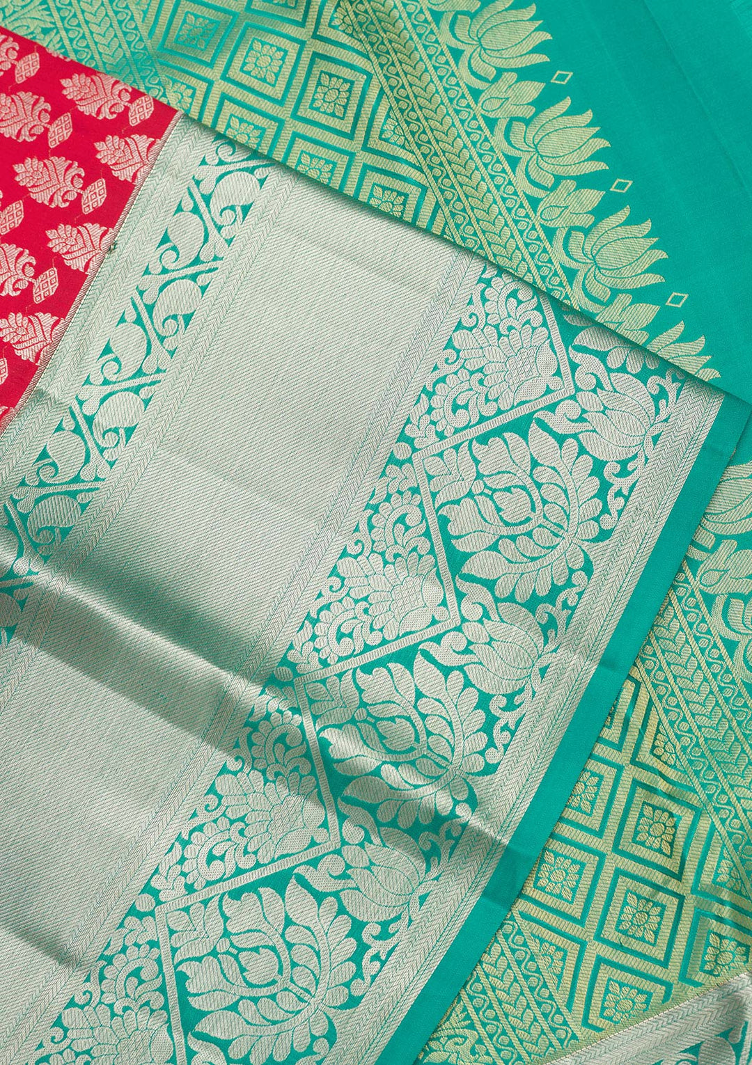 Red Zariwork Pure Silk Saree-Koskii