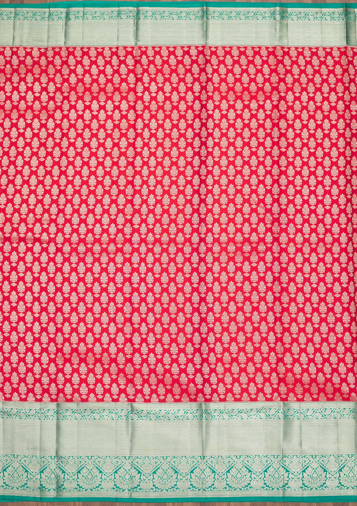 Red Zariwork Pure Silk Saree-Koskii