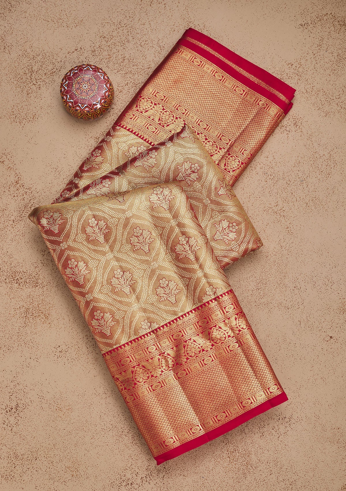 Red Zariwork Pure Silk Saree-Koskii