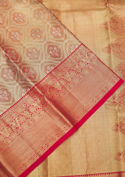 Red Zariwork Pure Silk Saree-Koskii