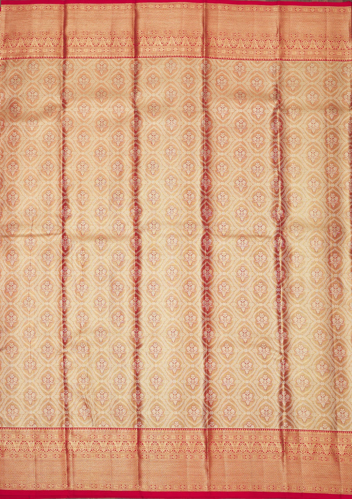 Red Zariwork Pure Silk Saree-Koskii