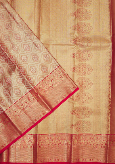 Red Zariwork Pure Silk Saree-Koskii