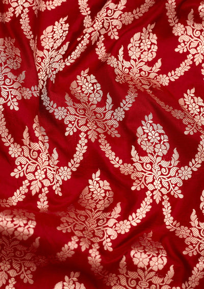 Red Zariwork Pure Silk Saree-Koskii