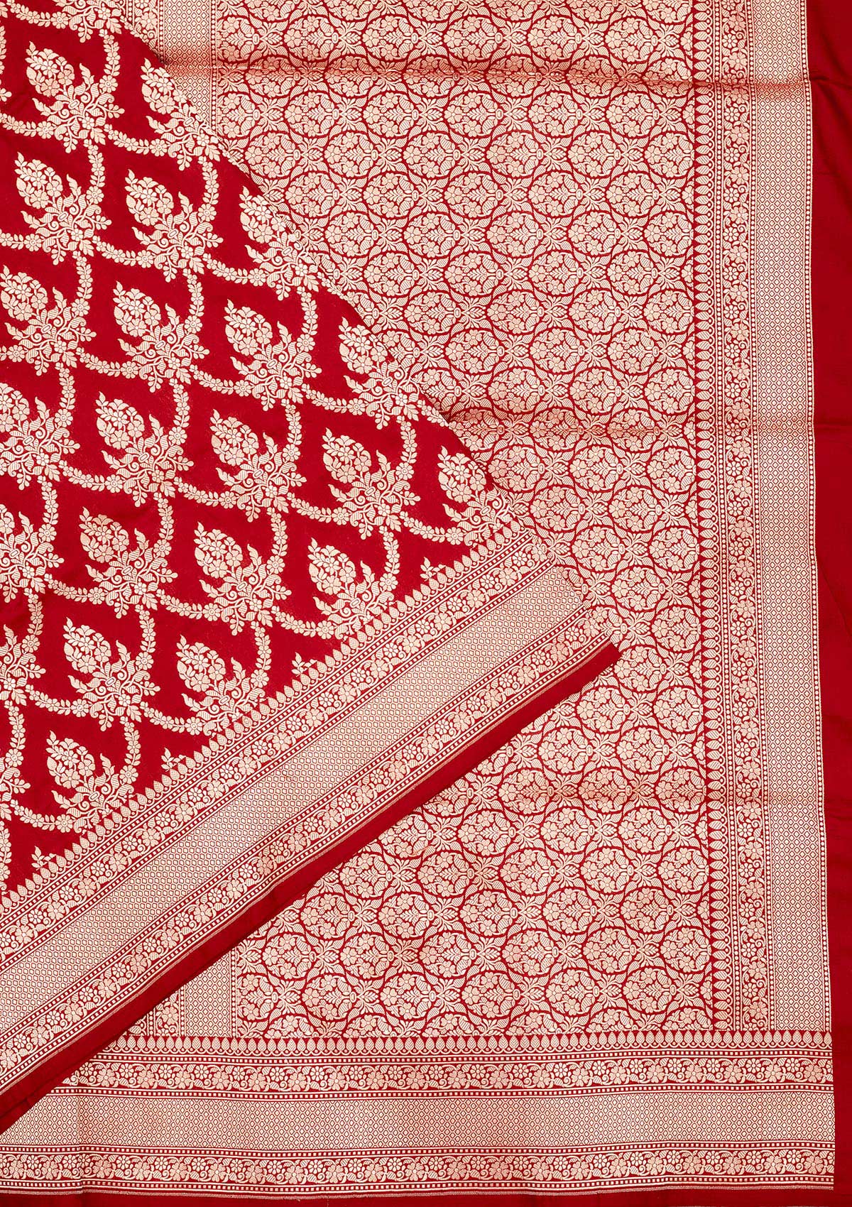 Red Zariwork Pure Silk Saree-Koskii