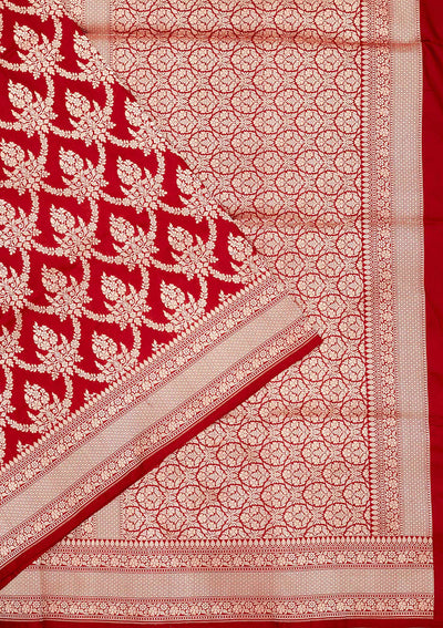 Red Zariwork Pure Silk Saree-Koskii