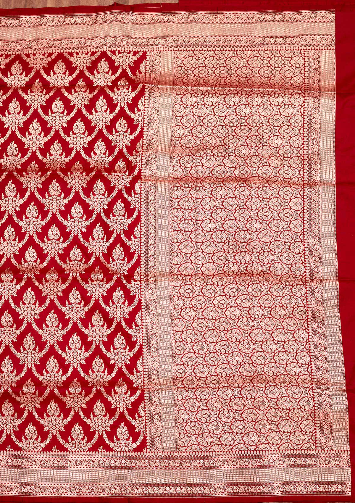 Red Zariwork Pure Silk Saree-Koskii