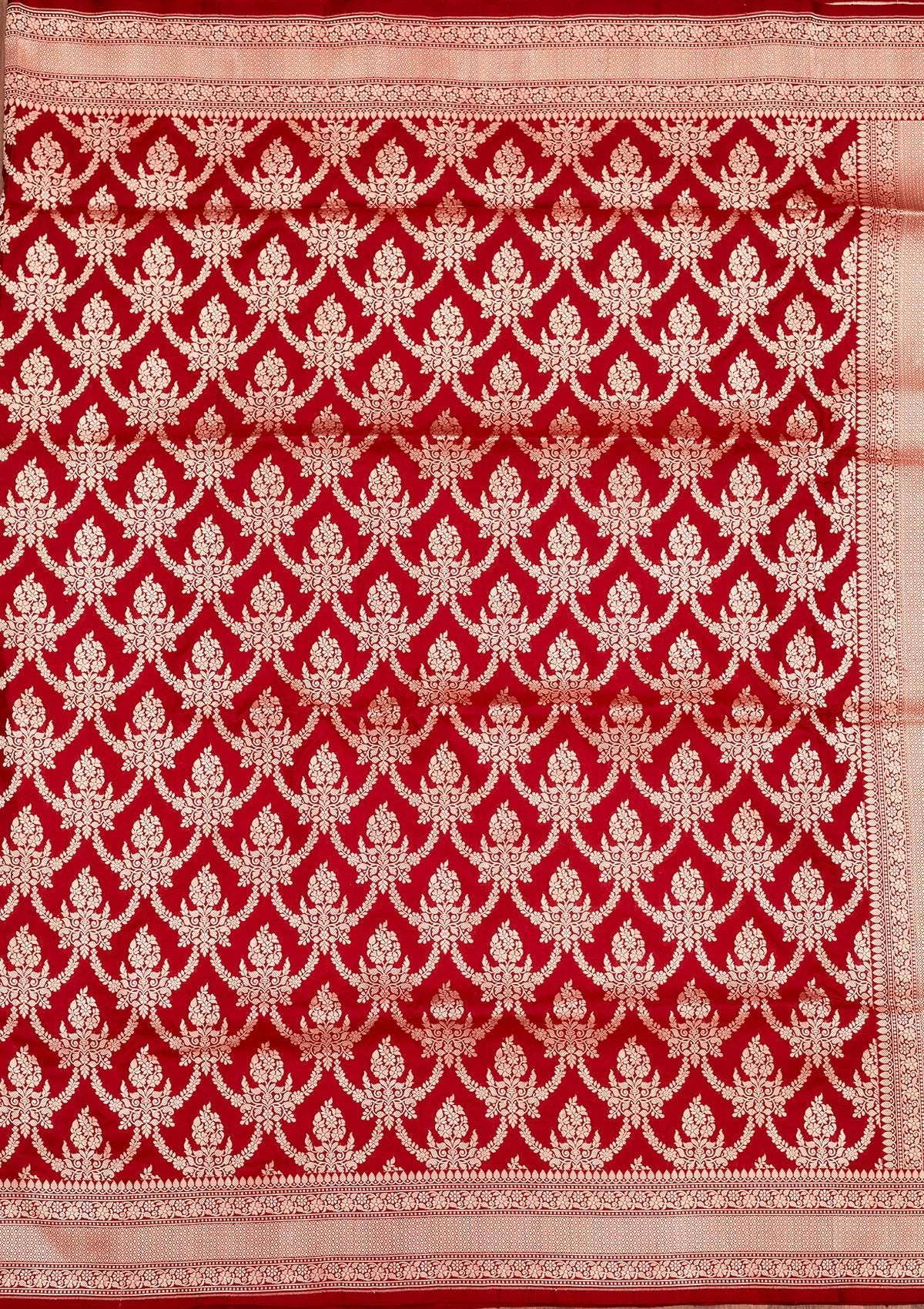 Red Zariwork Pure Silk Saree-Koskii