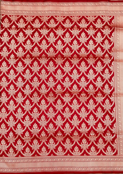 Red Zariwork Pure Silk Saree-Koskii