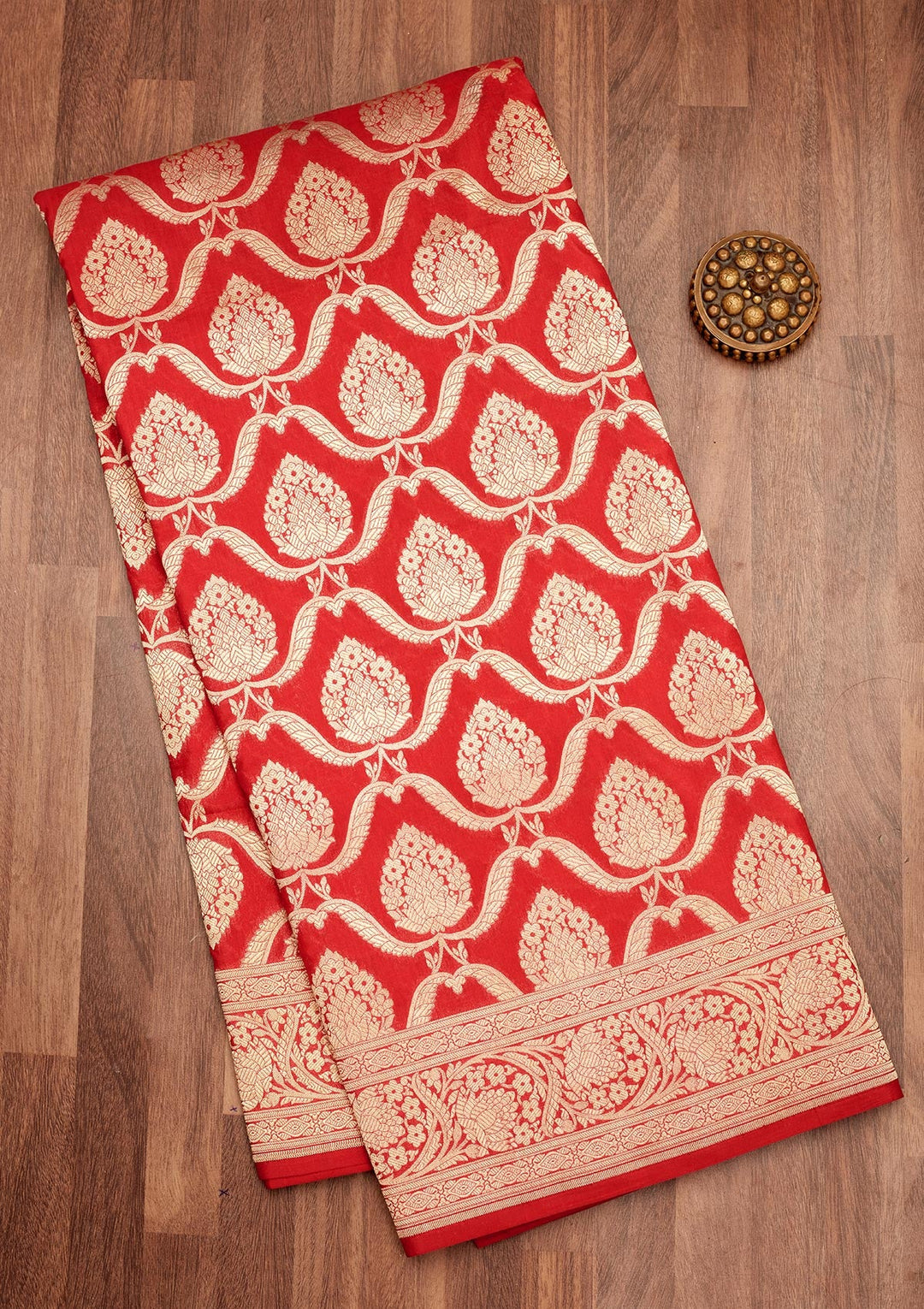 Red Zariwork Pure Silk Saree-Koskii