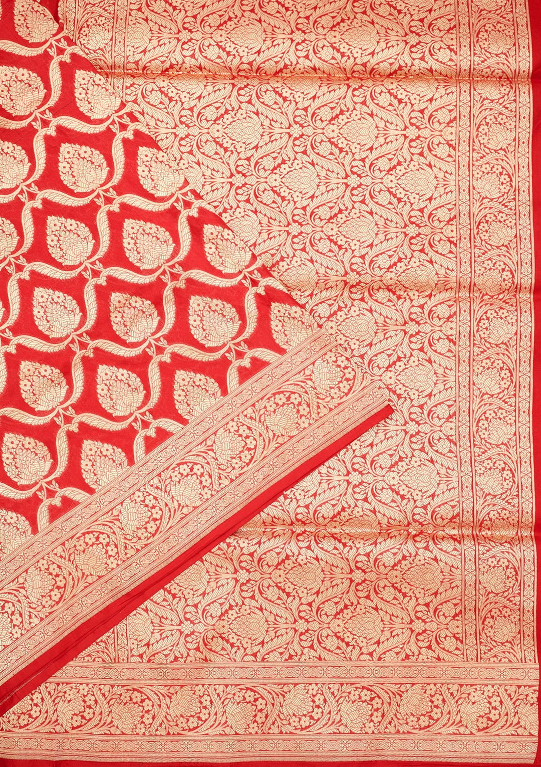 Red Zariwork Pure Silk Saree-Koskii