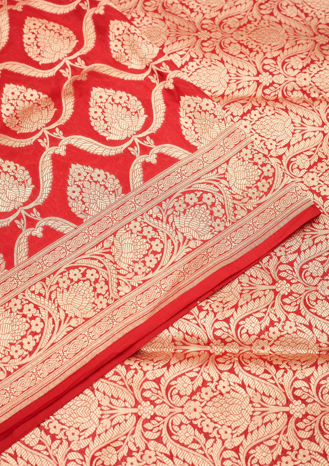 Red Zariwork Pure Silk Saree-Koskii