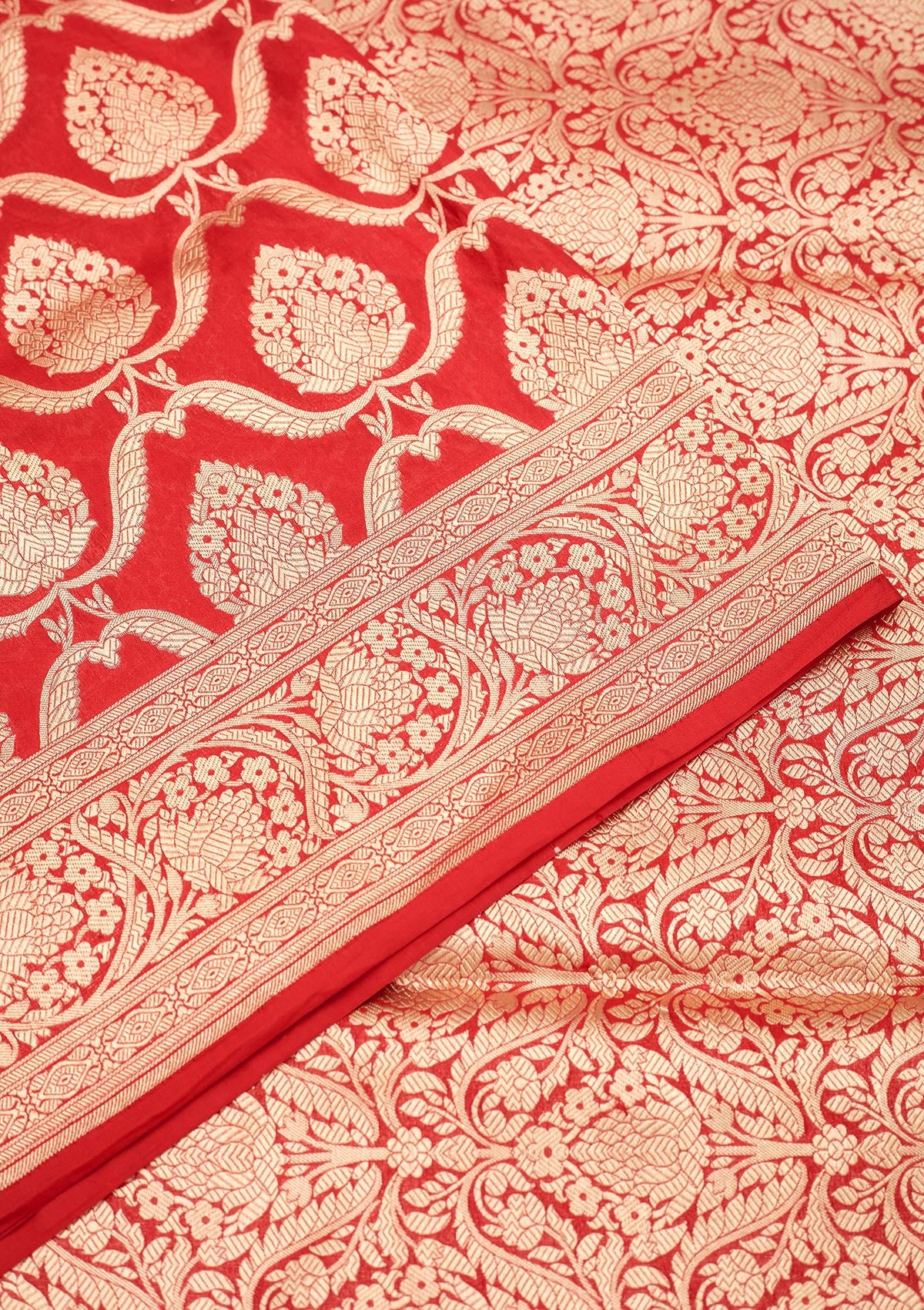 Red Zariwork Pure Silk Saree-Koskii