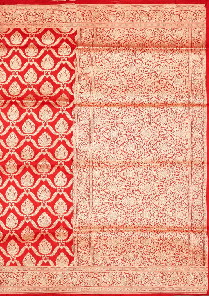 Red Zariwork Pure Silk Saree-Koskii