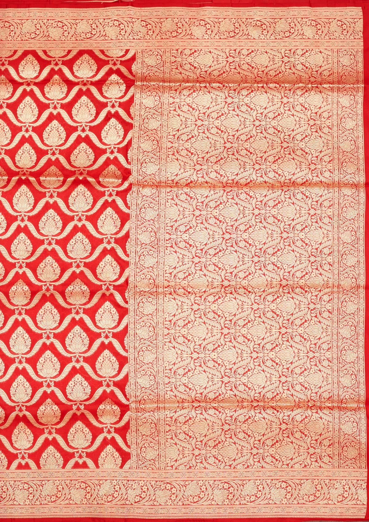 Red Zariwork Pure Silk Saree-Koskii