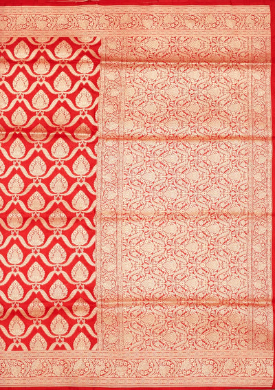Red Zariwork Pure Silk Saree-Koskii