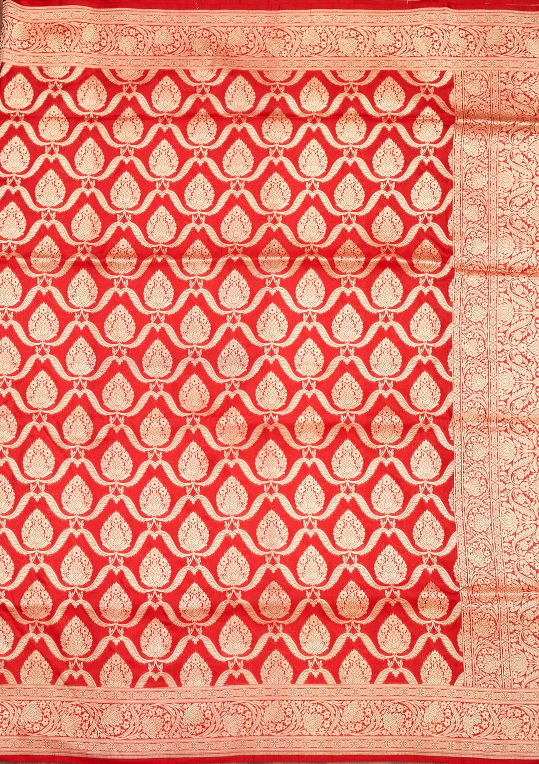 Red Zariwork Pure Silk Saree-Koskii