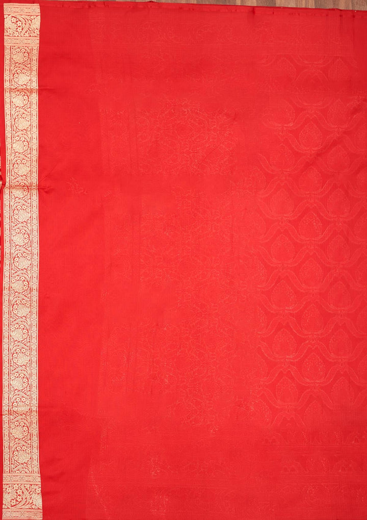 Red Zariwork Pure Silk Saree-Koskii