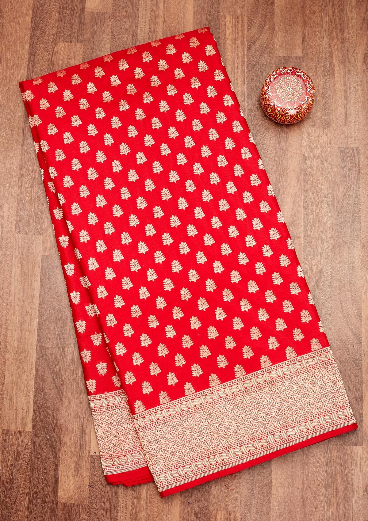 Red Zariwork Pure Silk Saree-Koskii