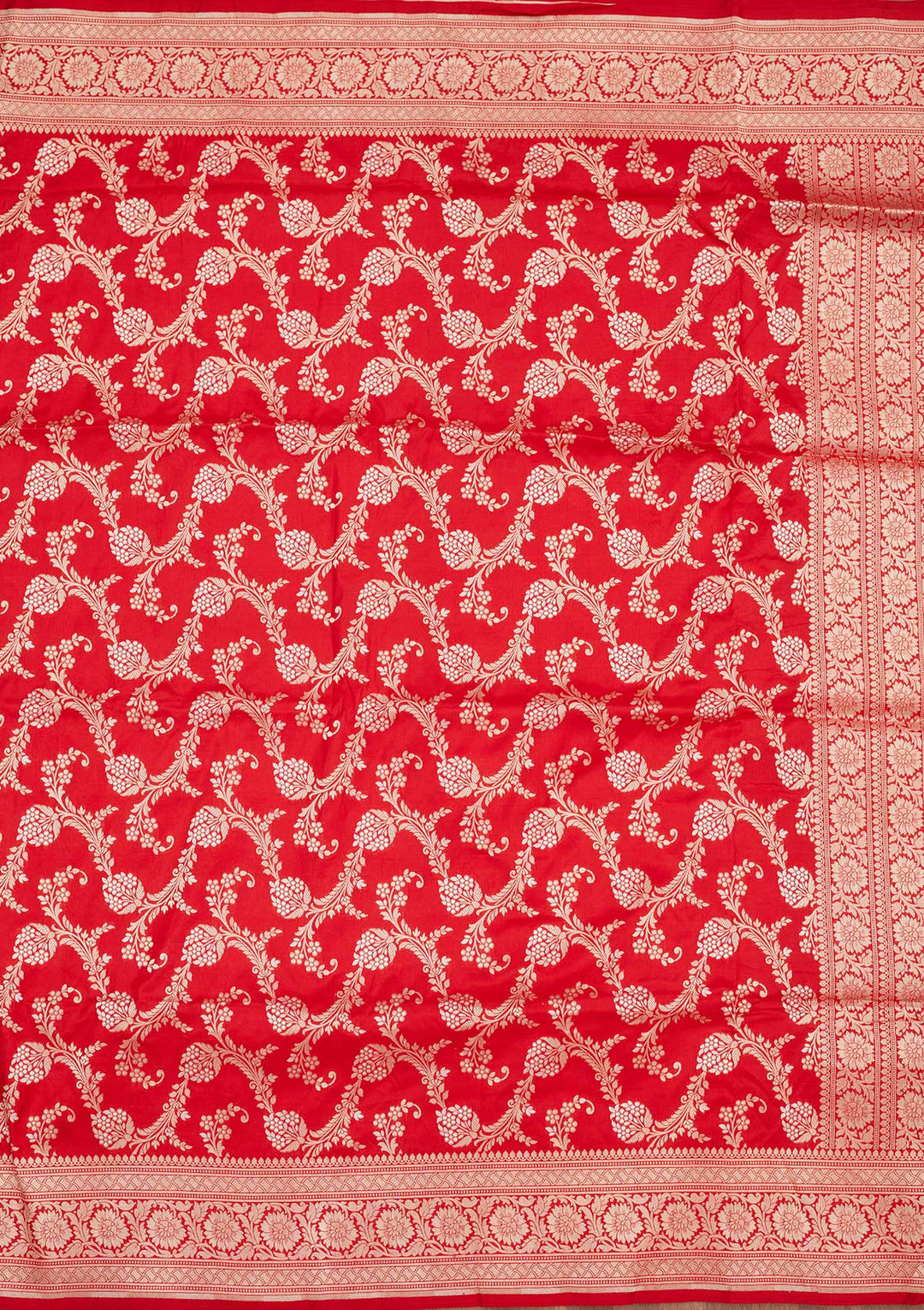 Red Zariwork Pure Silk Saree-Koskii